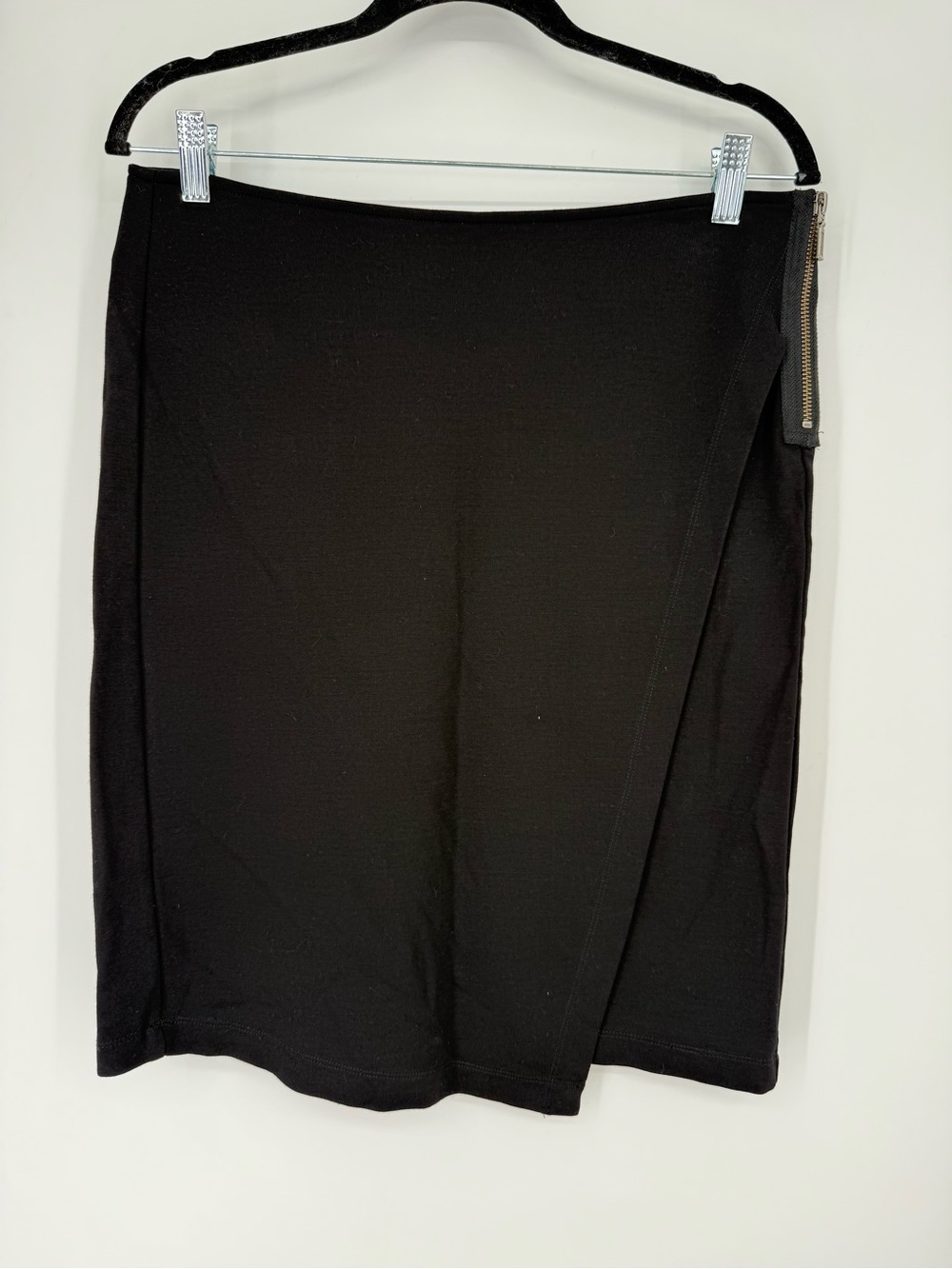 Cabi Asymmetrical faux wrap black pencil skirt size 4